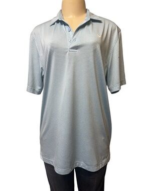 Light Blue and White Striped Callaway Opti-Dri Golf Polo Shirt